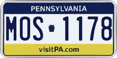 PA license plate MOS1178