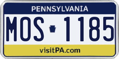 PA license plate MOS1185