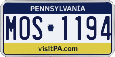 PA license plate MOS1194
