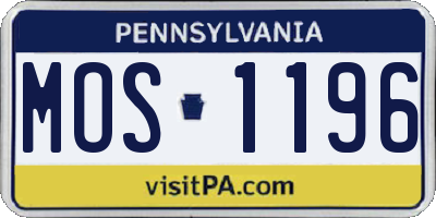 PA license plate MOS1196