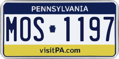 PA license plate MOS1197