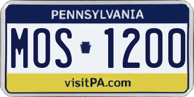 PA license plate MOS1200