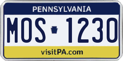 PA license plate MOS1230