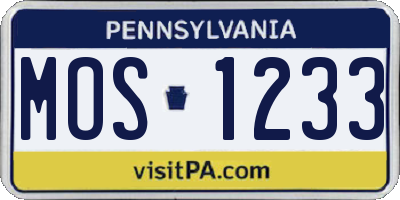 PA license plate MOS1233