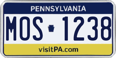 PA license plate MOS1238