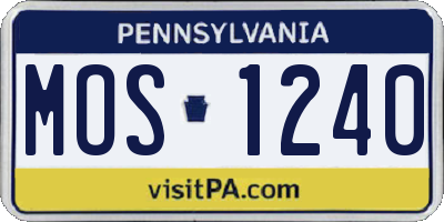 PA license plate MOS1240