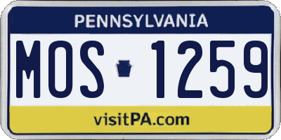 PA license plate MOS1259