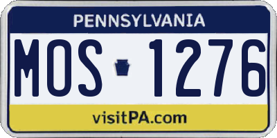 PA license plate MOS1276