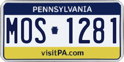 PA license plate MOS1281