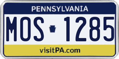 PA license plate MOS1285