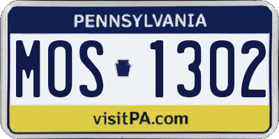 PA license plate MOS1302