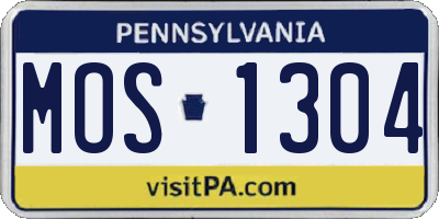 PA license plate MOS1304