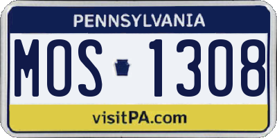 PA license plate MOS1308
