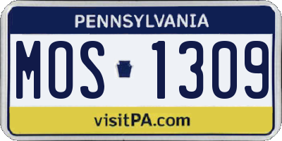 PA license plate MOS1309