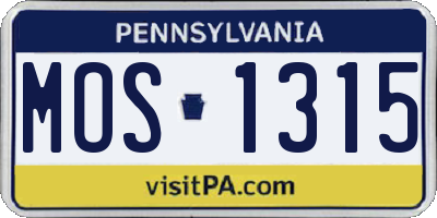 PA license plate MOS1315