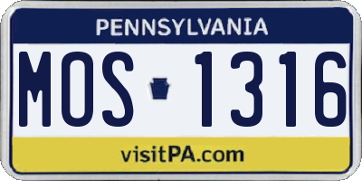 PA license plate MOS1316