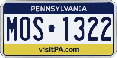 PA license plate MOS1322