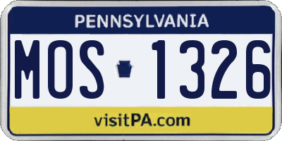 PA license plate MOS1326