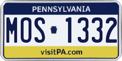 PA license plate MOS1332