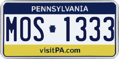 PA license plate MOS1333