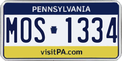 PA license plate MOS1334