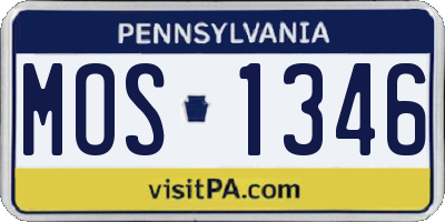 PA license plate MOS1346