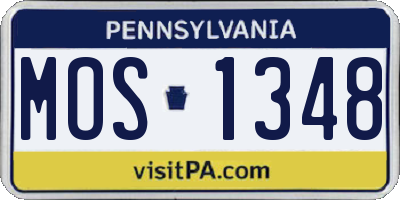 PA license plate MOS1348