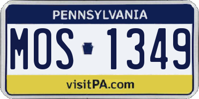 PA license plate MOS1349