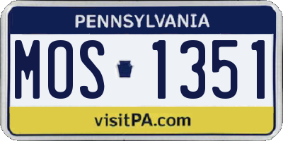 PA license plate MOS1351