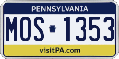 PA license plate MOS1353