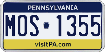 PA license plate MOS1355