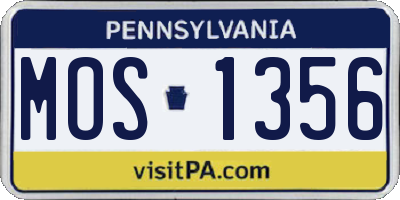 PA license plate MOS1356