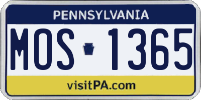 PA license plate MOS1365