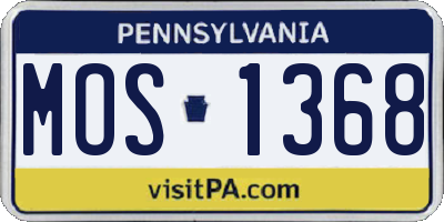 PA license plate MOS1368