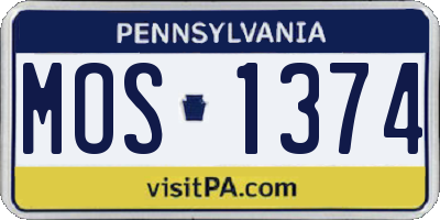 PA license plate MOS1374