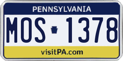 PA license plate MOS1378