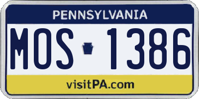 PA license plate MOS1386