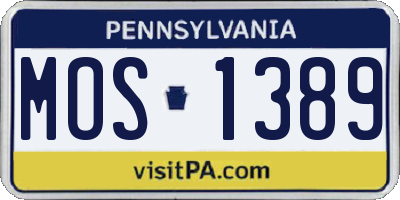 PA license plate MOS1389