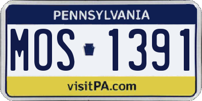 PA license plate MOS1391