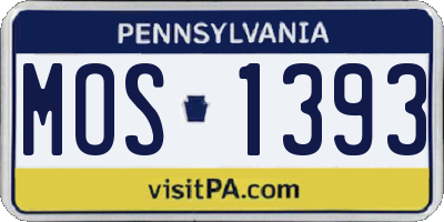 PA license plate MOS1393