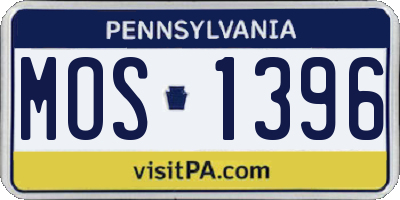 PA license plate MOS1396