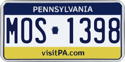 PA license plate MOS1398