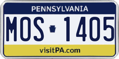 PA license plate MOS1405