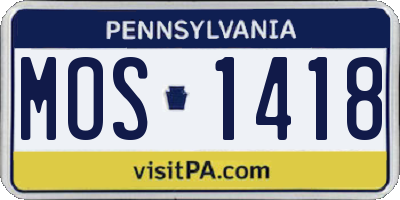 PA license plate MOS1418