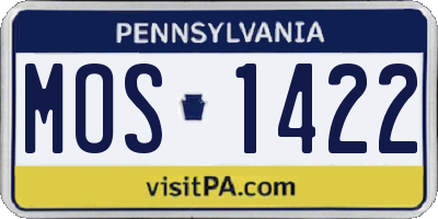 PA license plate MOS1422