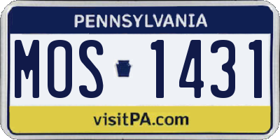 PA license plate MOS1431
