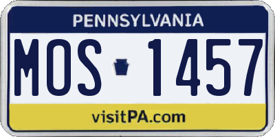 PA license plate MOS1457