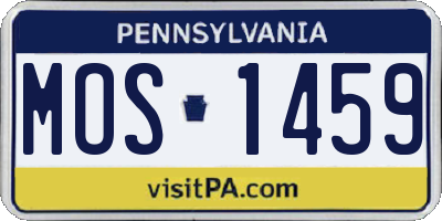 PA license plate MOS1459