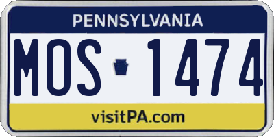 PA license plate MOS1474