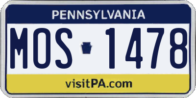 PA license plate MOS1478